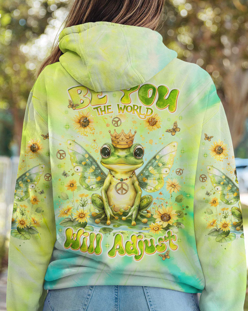 BE YOU THE WORLD WILL ADJUST FROG TIE DYE ALL OVER PRINT - TLNT1007243