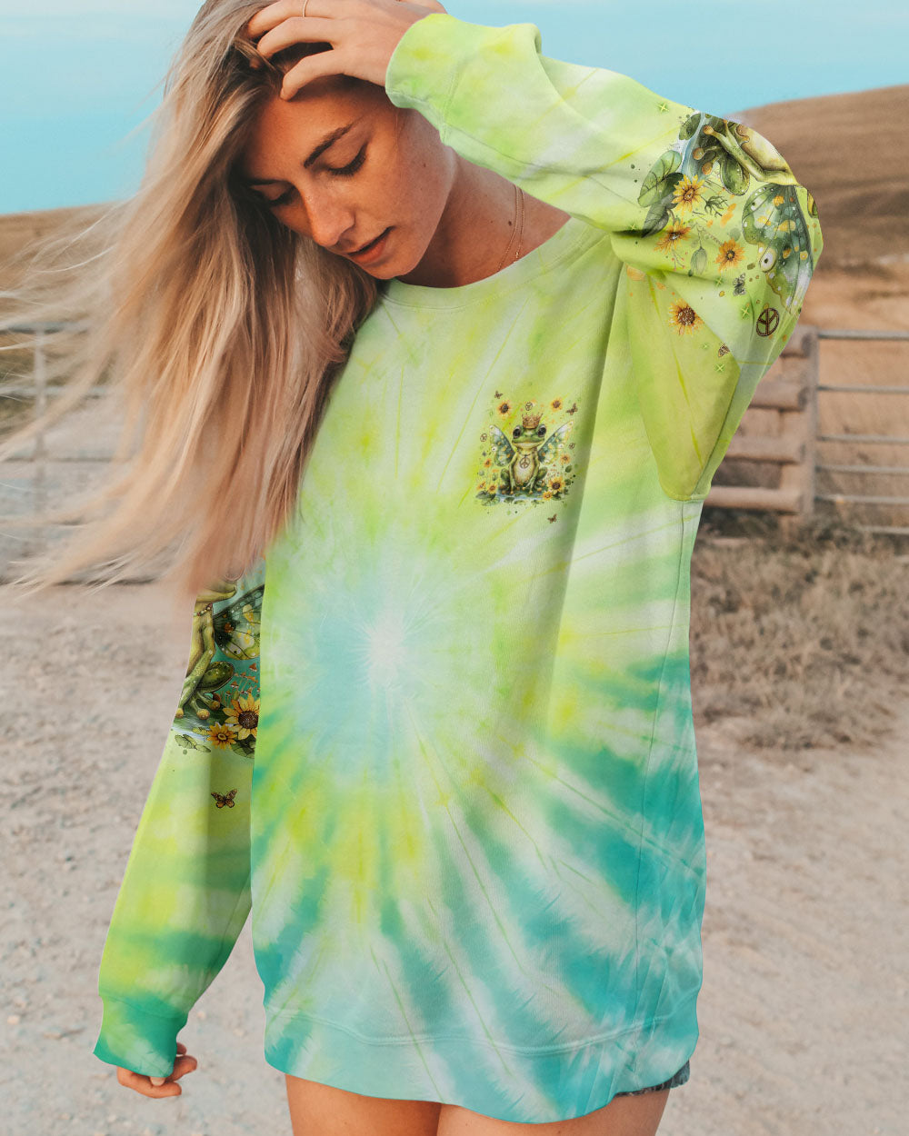 BE YOU THE WORLD WILL ADJUST FROG TIE DYE ALL OVER PRINT - TLNT1007243