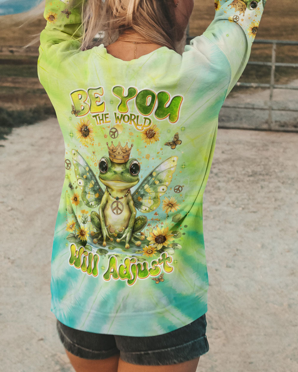 BE YOU THE WORLD WILL ADJUST FROG TIE DYE ALL OVER PRINT - TLNT1007243