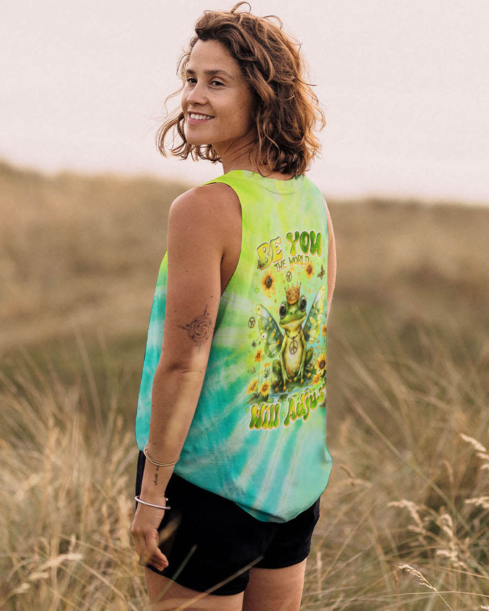 BE YOU THE WORLD WILL ADJUST FROG TIE DYE ALL OVER PRINT - TLNT1007243