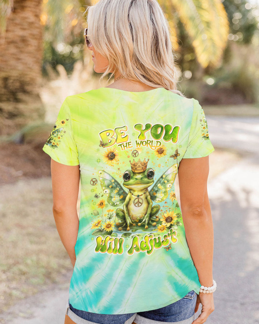 BE YOU THE WORLD WILL ADJUST FROG TIE DYE ALL OVER PRINT - TLNT1007243