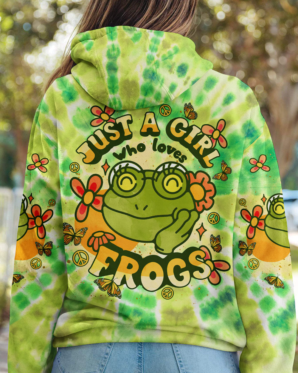 JUST A GIRL WHO LOVES FROGS TIE DYE ALL OVER PRINT - TLNT1008245