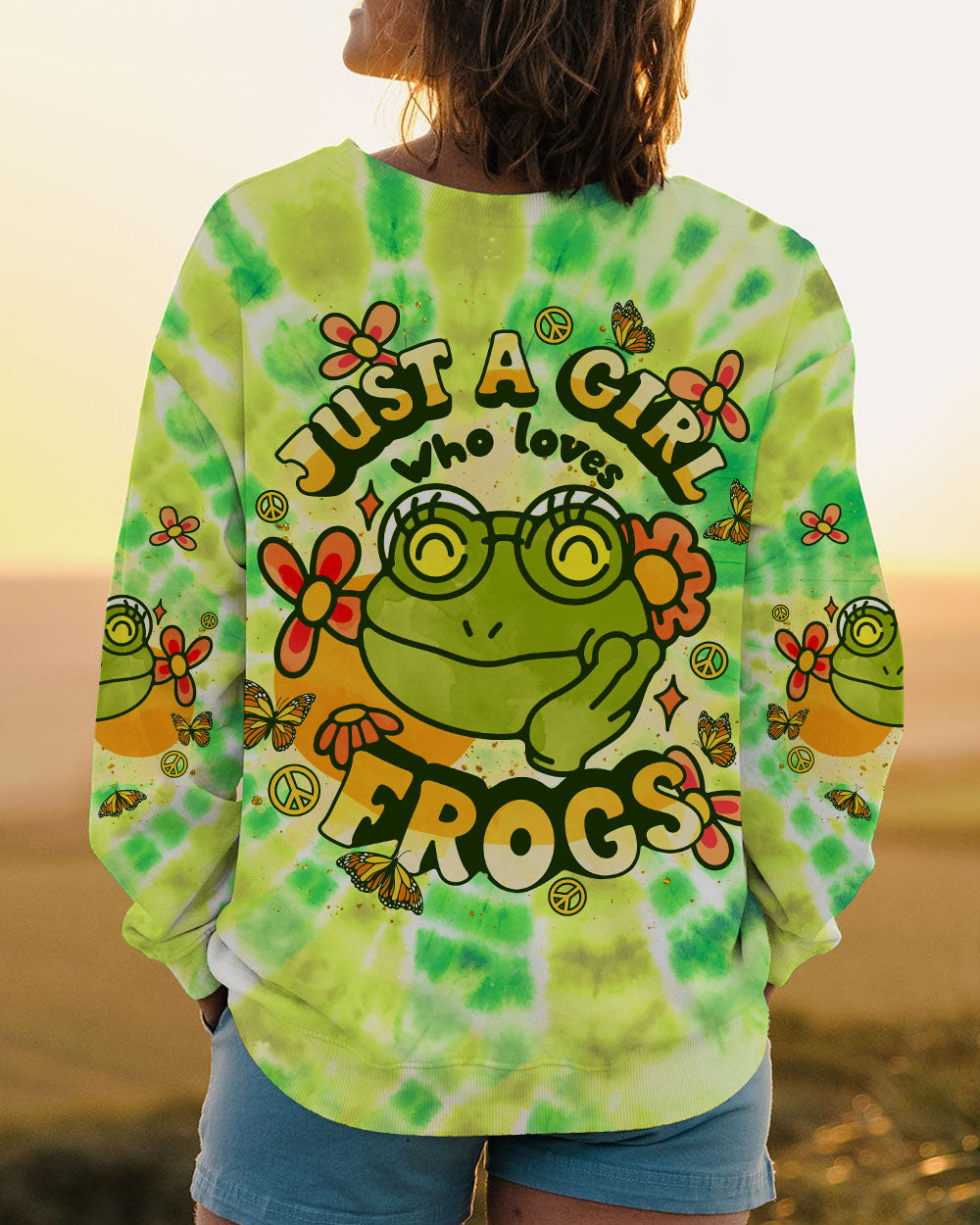 JUST A GIRL WHO LOVES FROGS TIE DYE ALL OVER PRINT - TLNT1008245