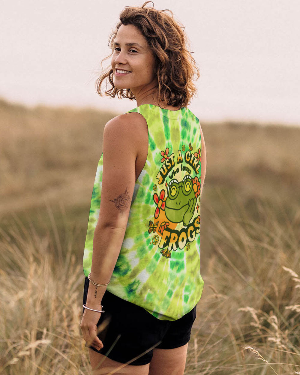 JUST A GIRL WHO LOVES FROGS TIE DYE ALL OVER PRINT - TLNT1008245