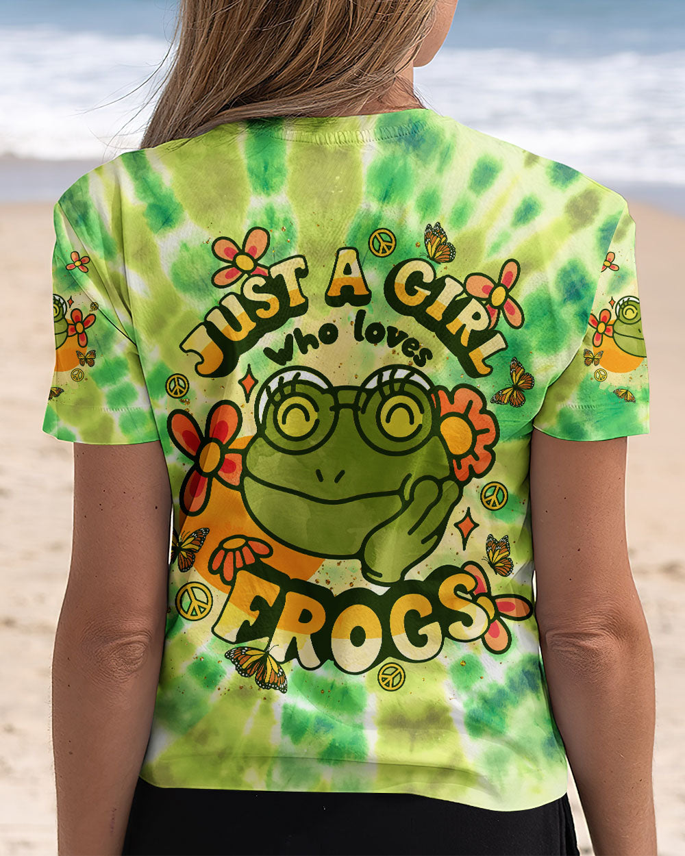 JUST A GIRL WHO LOVES FROGS TIE DYE ALL OVER PRINT - TLNT1008245