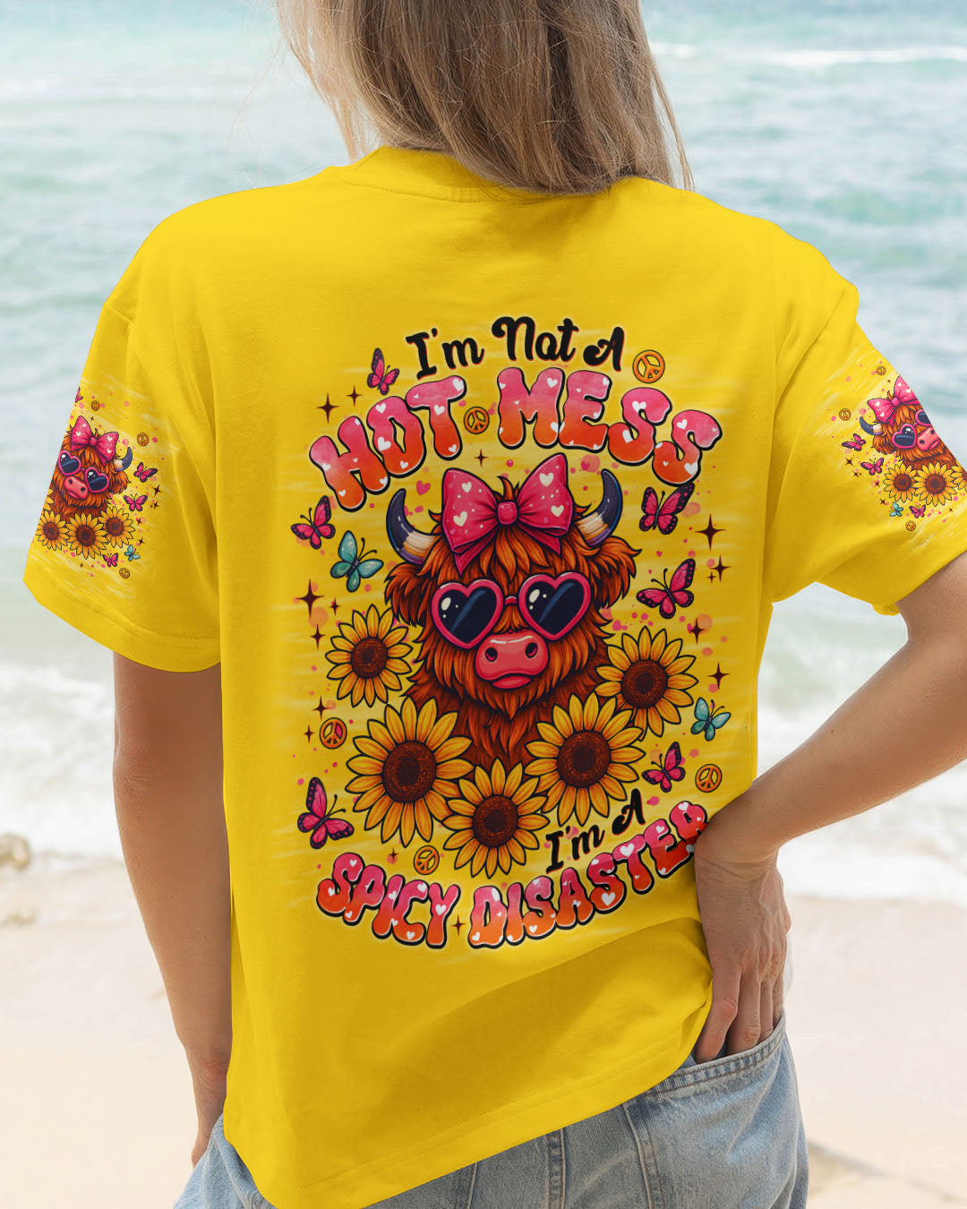 I'M NOT A HOT MESS COW SUNFLOWER ALL OVER PRINT - TLNT1010251