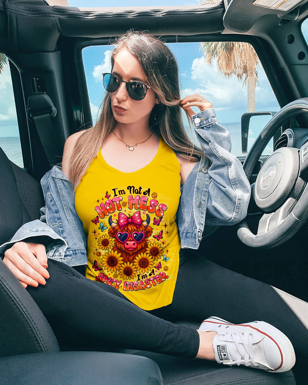I'M NOT A HOT MESS COW SUNFLOWER ALL OVER PRINT - TLNT1010251