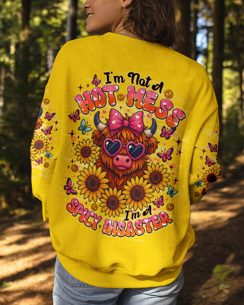 I'M NOT A HOT MESS COW SUNFLOWER ALL OVER PRINT - TLNT1010251