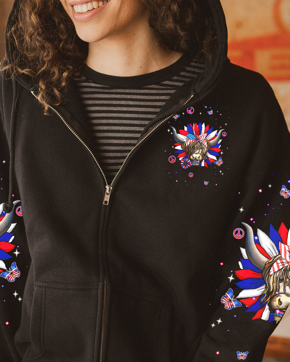 PEACE LOVE AMERICA COW ALL OVER PRINT - TLNT1106242