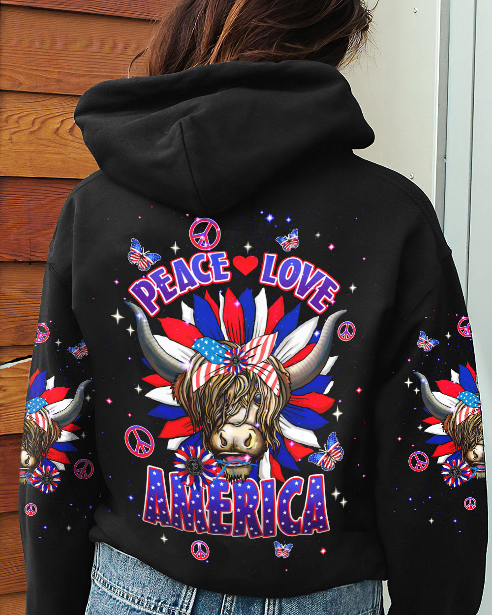 PEACE LOVE AMERICA COW ALL OVER PRINT - TLNT1106242