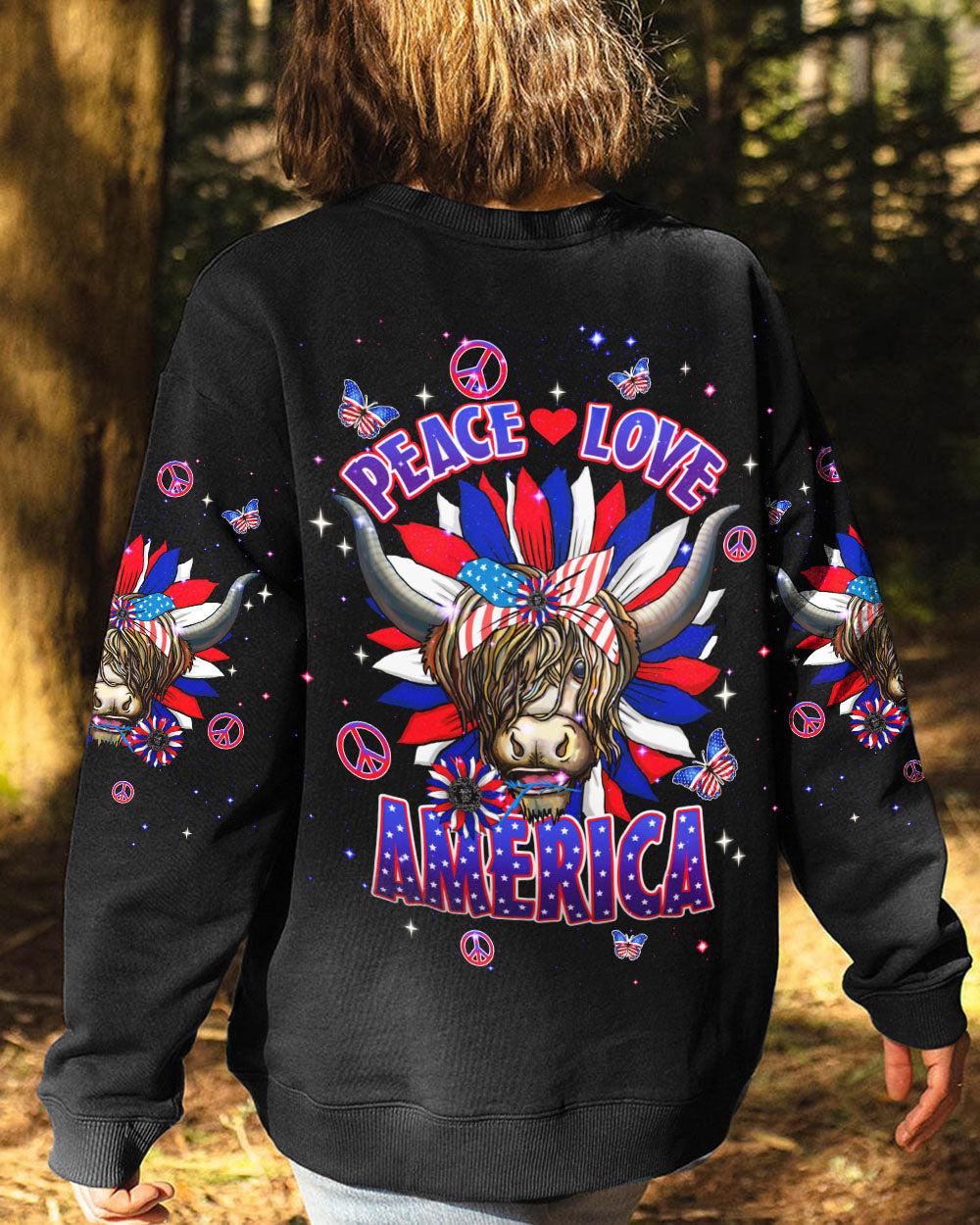 PEACE LOVE AMERICA COW ALL OVER PRINT - TLNT1106242