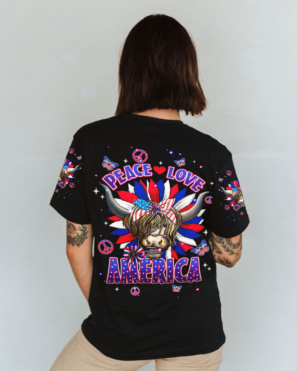 PEACE LOVE AMERICA COW ALL OVER PRINT - TLNT1106242