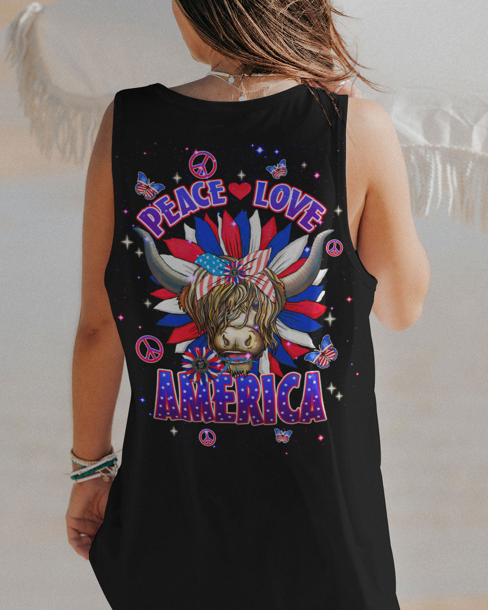 PEACE LOVE AMERICA COW ALL OVER PRINT - TLNT1106242