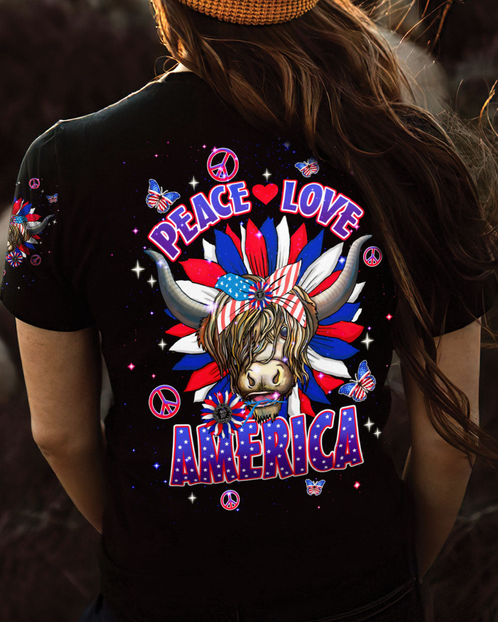 PEACE LOVE AMERICA COW ALL OVER PRINT - TLNT1106242