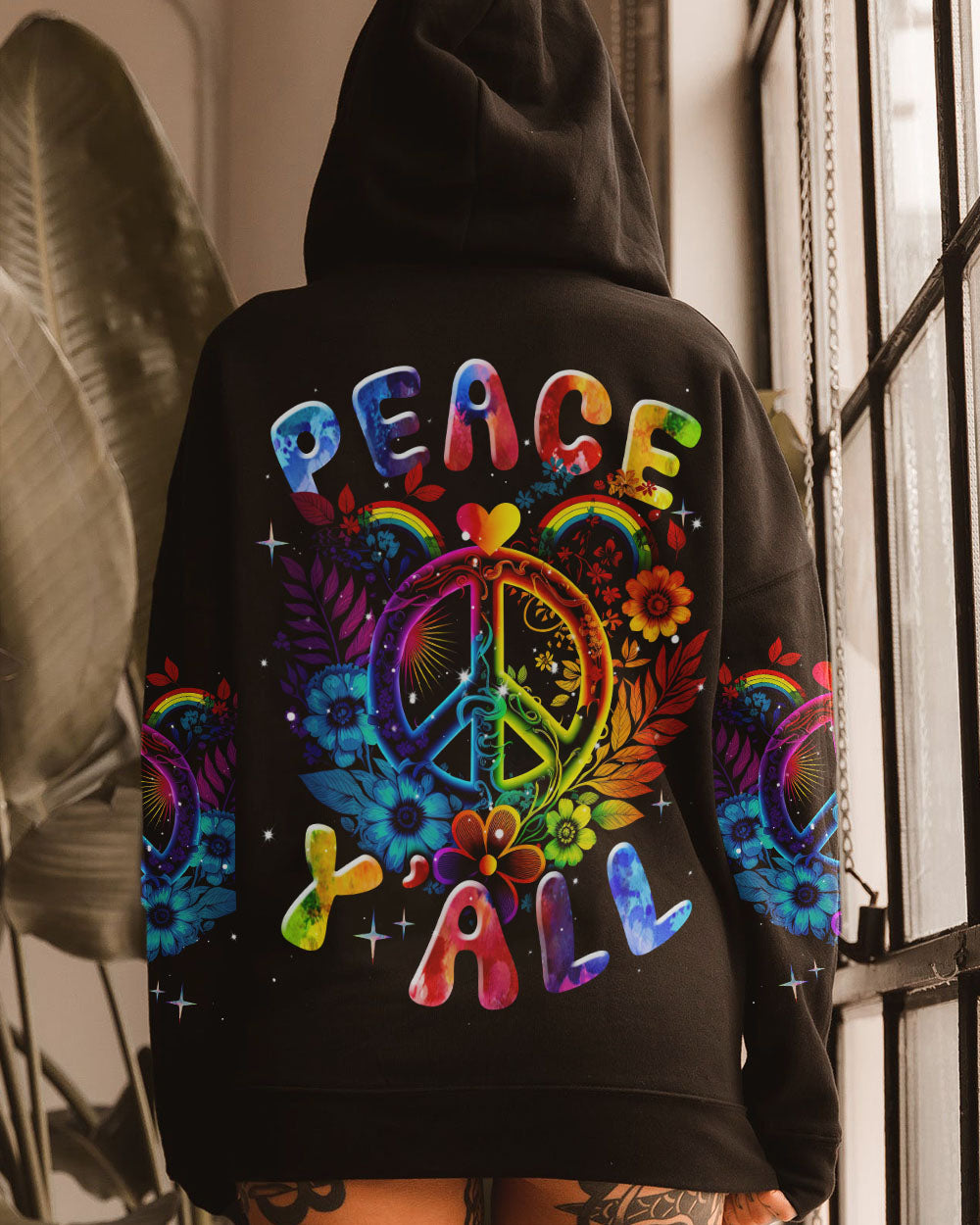 PEACE Y'ALL FLOWERS RAINBOW ALL OVER PRINT - TLNT1107234