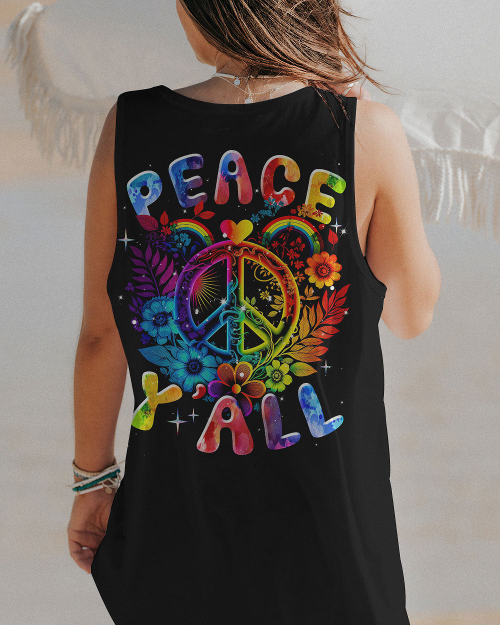 PEACE Y'ALL FLOWERS RAINBOW ALL OVER PRINT - TLNT1107234