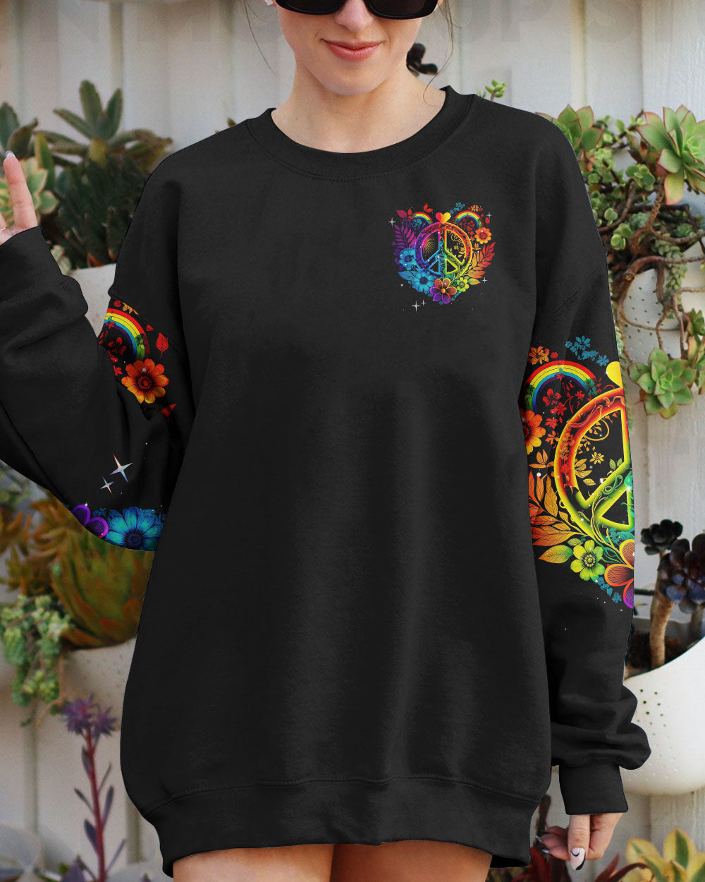 PEACE Y'ALL FLOWERS RAINBOW ALL OVER PRINT - TLNT1107234