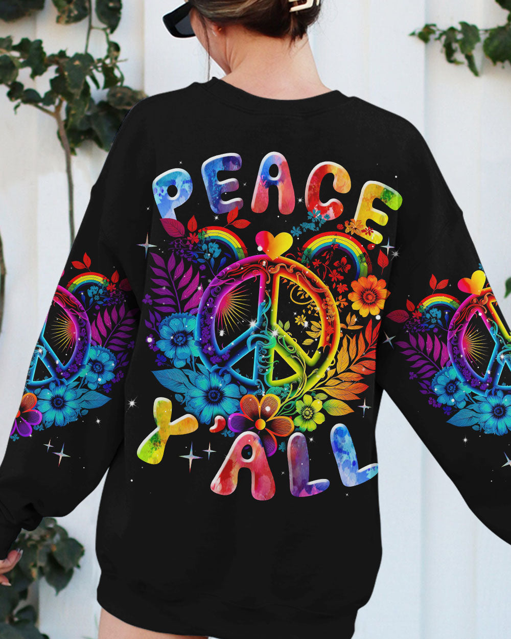 PEACE Y'ALL FLOWERS RAINBOW ALL OVER PRINT - TLNT1107234