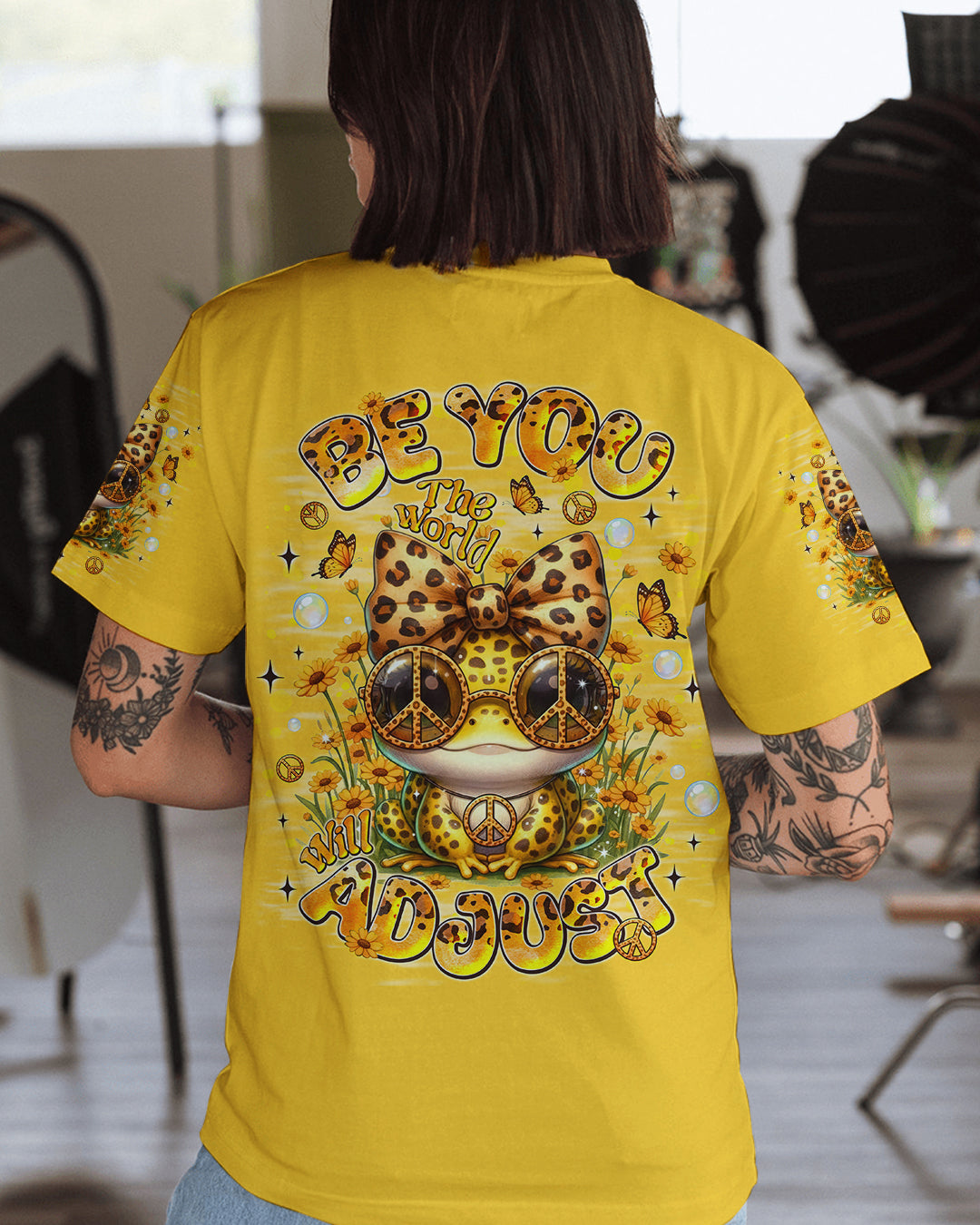 BE YOU THE WORLD WILL ADJUST LEOPARD FROG ALL OVER PRINT - TLNT1301261
