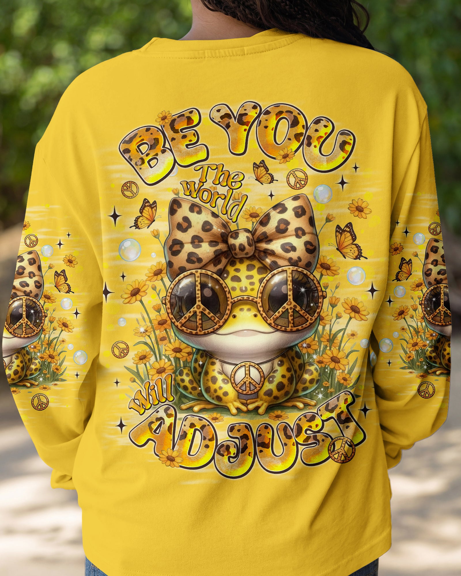 BE YOU THE WORLD WILL ADJUST LEOPARD FROG ALL OVER PRINT - TLNT1301261