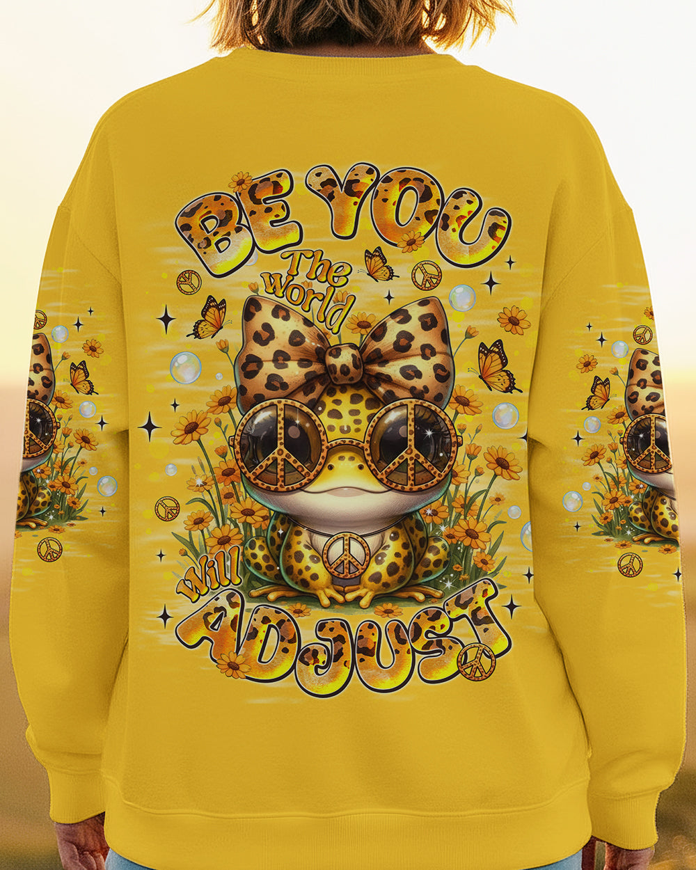 BE YOU THE WORLD WILL ADJUST LEOPARD FROG ALL OVER PRINT - TLNT1301261