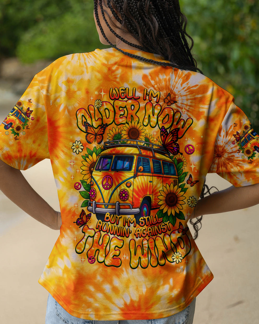 RUNNING AGAINST THE WIND BUS SUNFLOWER TIE DYE ALL OVER PRINT - TLNT1311252