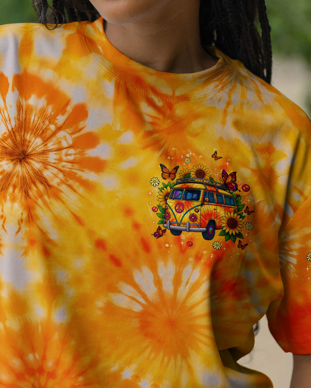 RUNNING AGAINST THE WIND BUS SUNFLOWER TIE DYE ALL OVER PRINT - TLNT1311252