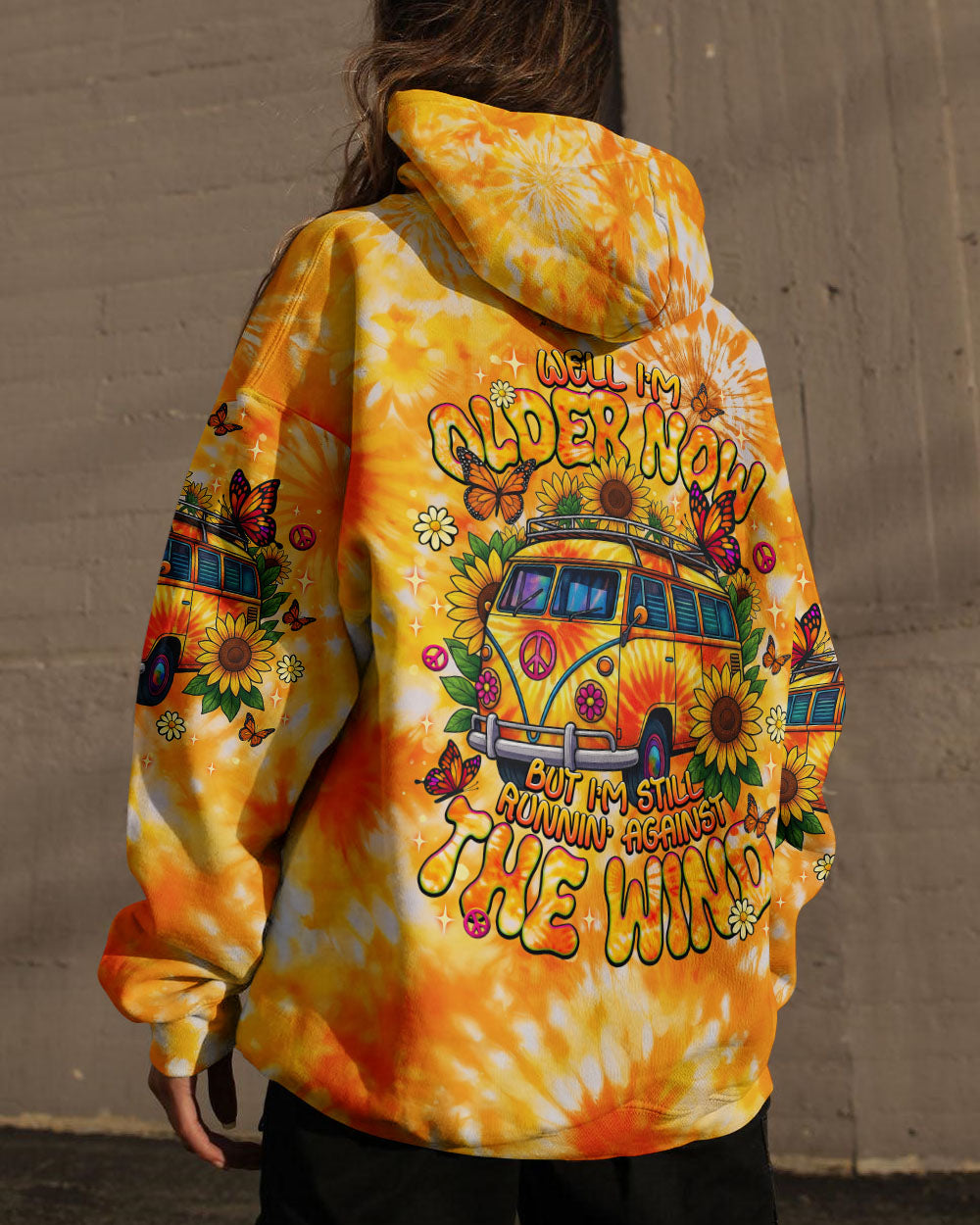 RUNNING AGAINST THE WIND BUS SUNFLOWER TIE DYE ALL OVER PRINT - TLNT1311252