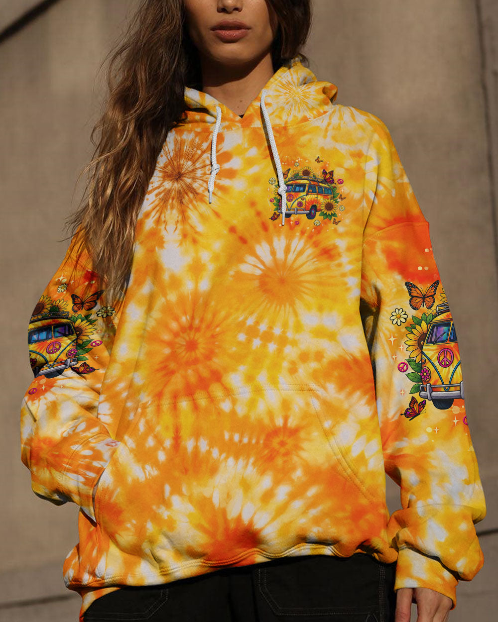 RUNNING AGAINST THE WIND BUS SUNFLOWER TIE DYE ALL OVER PRINT - TLNT1311252