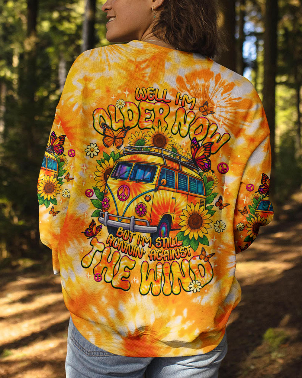RUNNING AGAINST THE WIND BUS SUNFLOWER TIE DYE ALL OVER PRINT - TLNT1311252