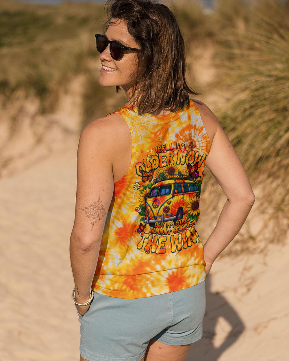 RUNNING AGAINST THE WIND BUS SUNFLOWER TIE DYE ALL OVER PRINT - TLNT1311252