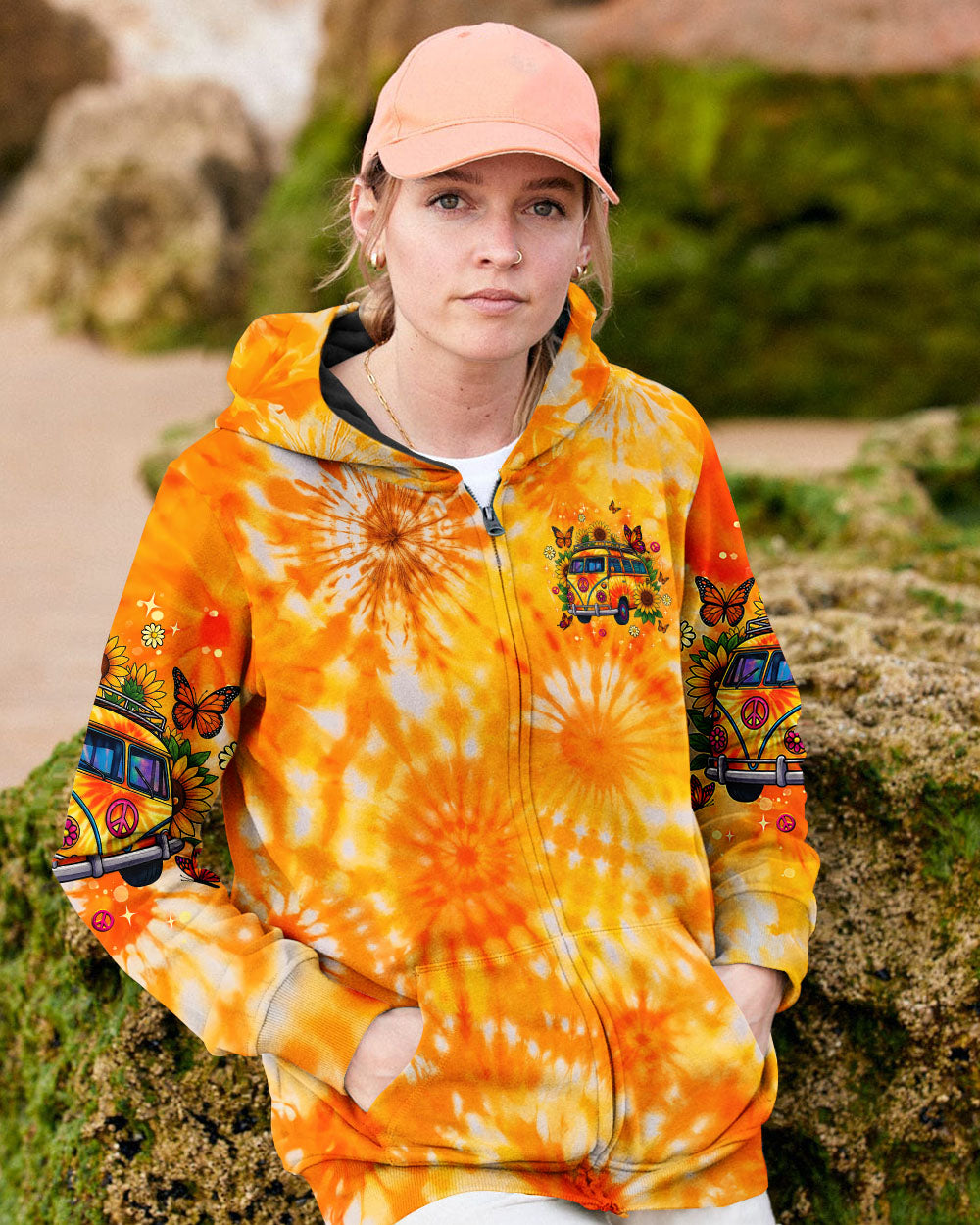 RUNNING AGAINST THE WIND BUS SUNFLOWER TIE DYE ALL OVER PRINT - TLNT1311252
