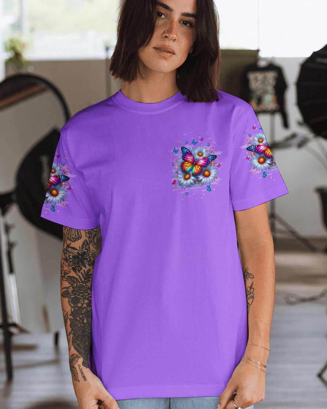 JUST BREATHE BUTTERFLY DAISIES ALL OVER PRINT - TLNT1312253