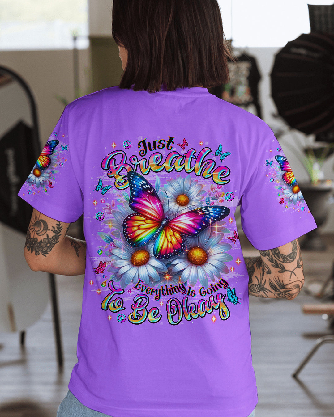 JUST BREATHE BUTTERFLY DAISIES ALL OVER PRINT - TLNT1312253
