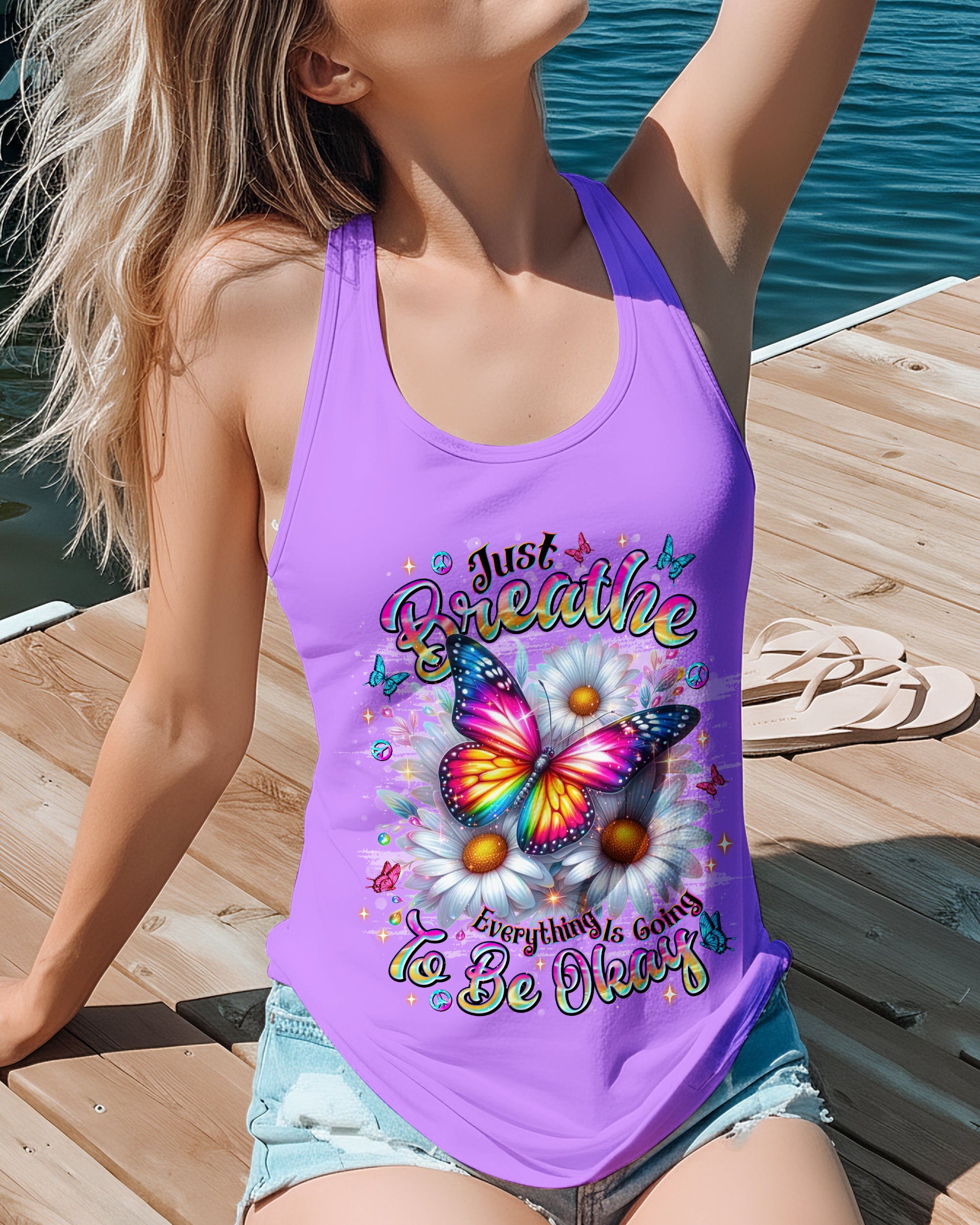 JUST BREATHE BUTTERFLY DAISIES ALL OVER PRINT - TLNT1312253
