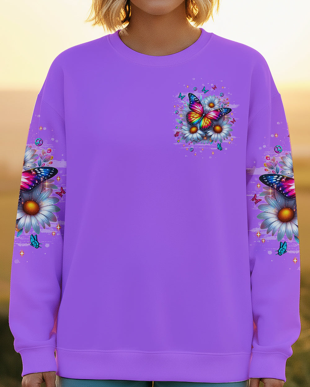 JUST BREATHE BUTTERFLY DAISIES ALL OVER PRINT - TLNT1312253