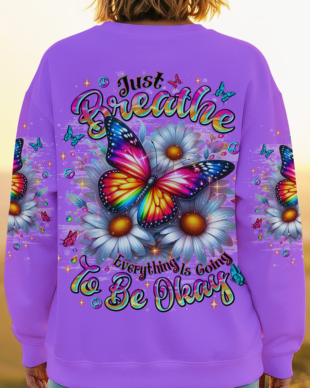 JUST BREATHE BUTTERFLY DAISIES ALL OVER PRINT - TLNT1312253