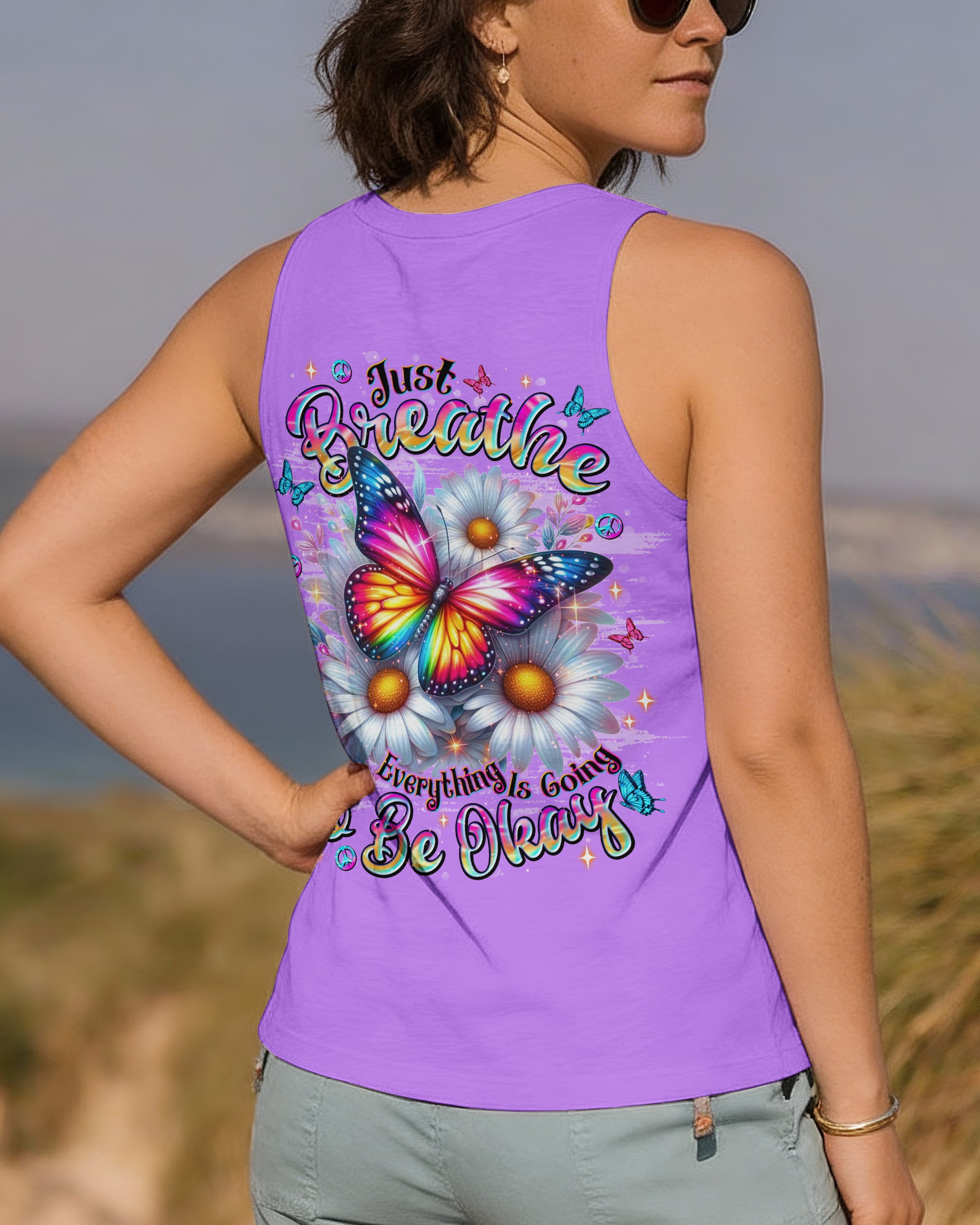 JUST BREATHE BUTTERFLY DAISIES ALL OVER PRINT - TLNT1312253