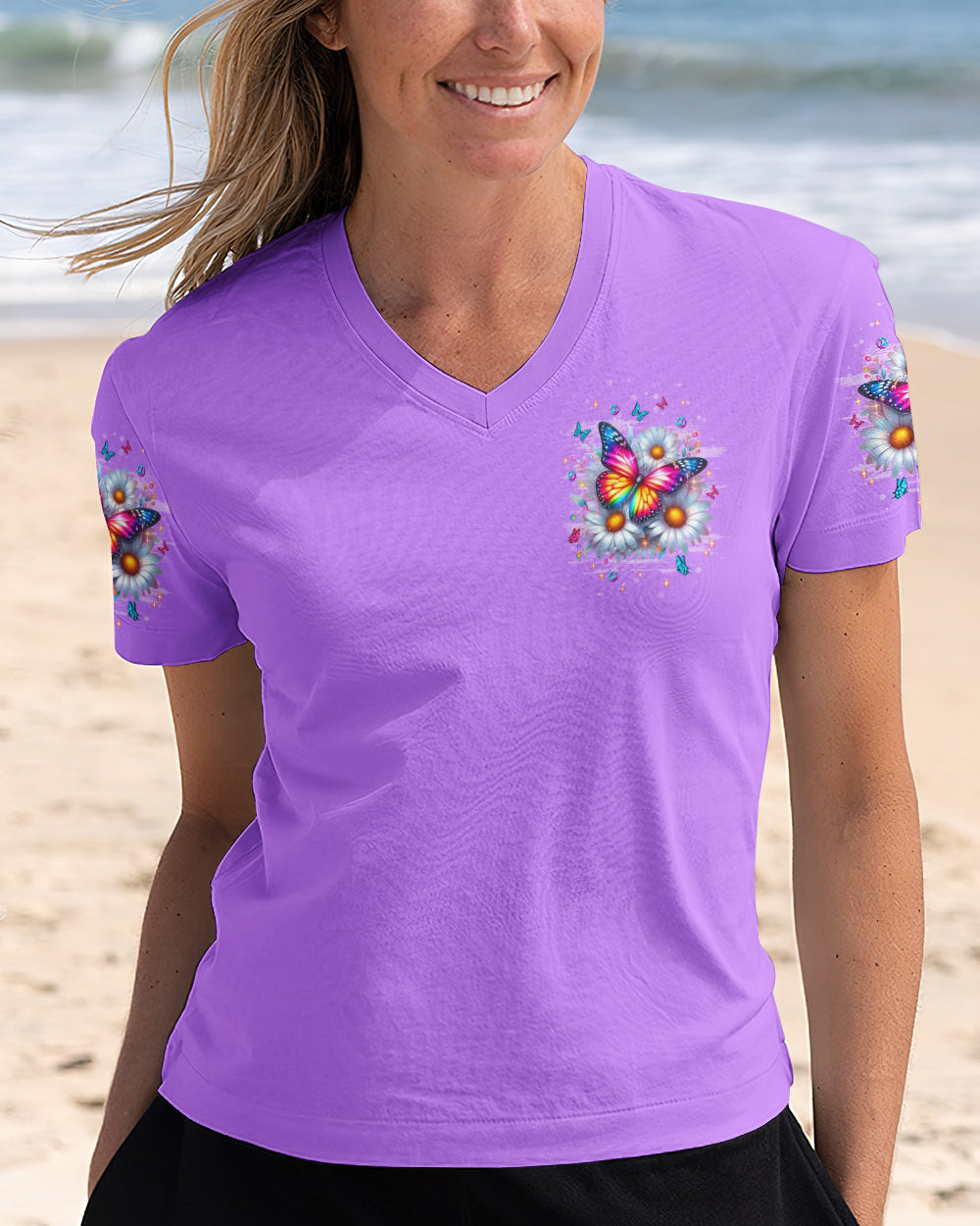 JUST BREATHE BUTTERFLY DAISIES ALL OVER PRINT - TLNT1312253