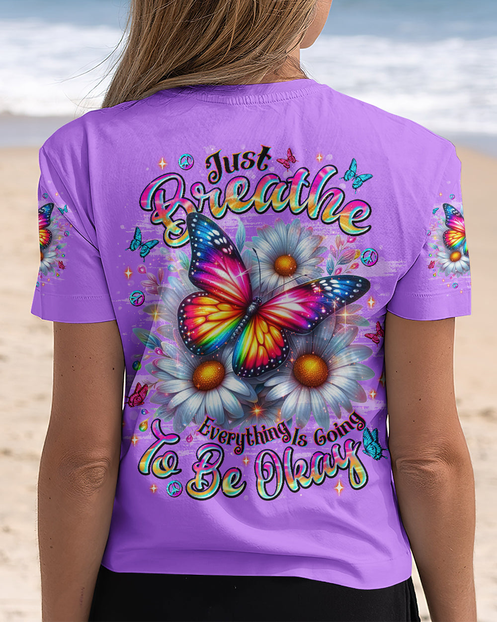 JUST BREATHE BUTTERFLY DAISIES ALL OVER PRINT - TLNT1312253