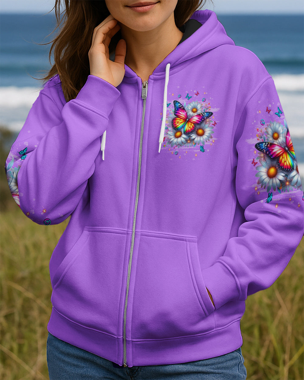 JUST BREATHE BUTTERFLY DAISIES ALL OVER PRINT - TLNT1312253