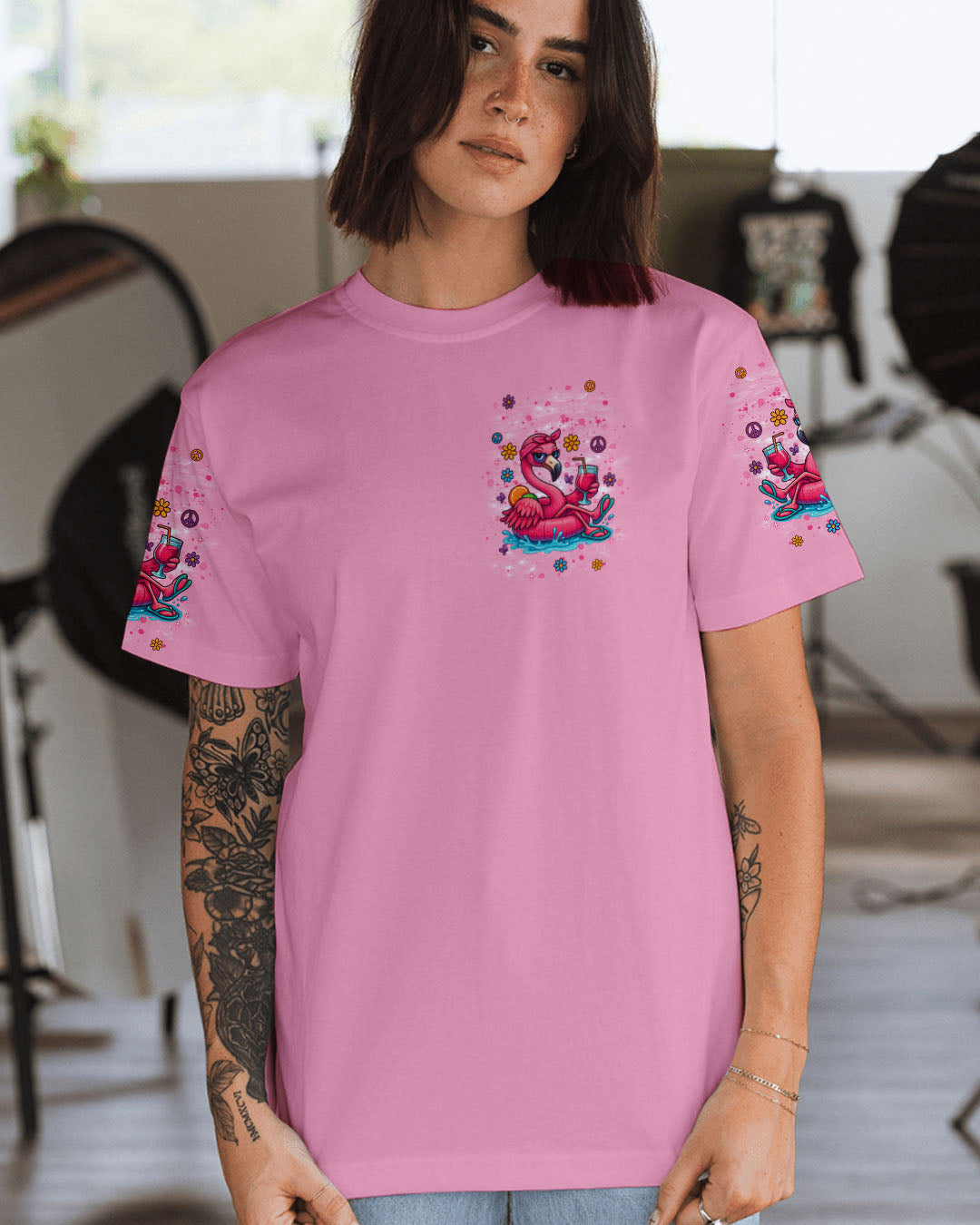 JUST KEEP ON CHILLING STAY WILD AND FREE FLAMINGO ALL OVER PRINT - TLNT1404253