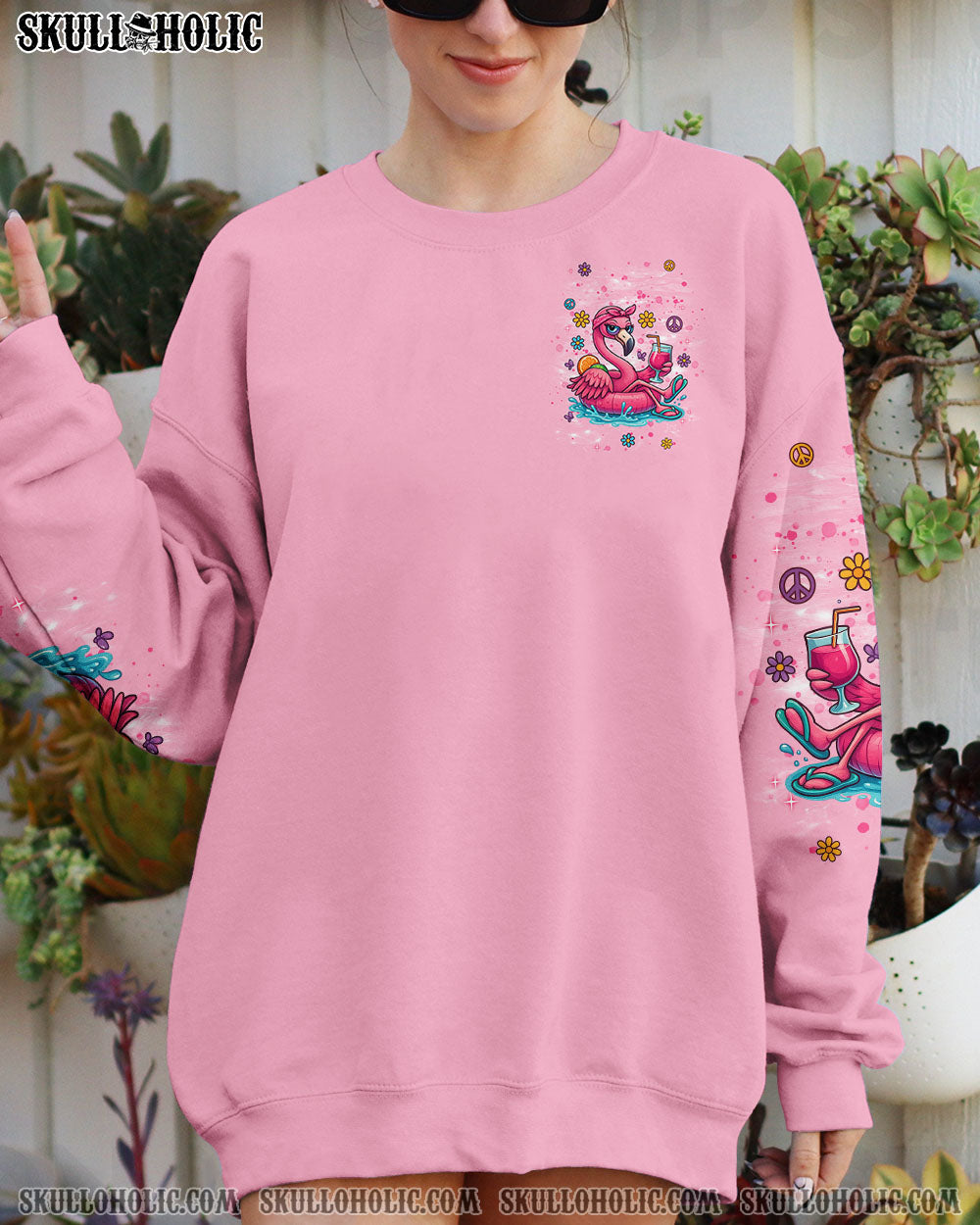 JUST KEEP ON CHILLING STAY WILD AND FREE FLAMINGO ALL OVER PRINT - TLNT1404253