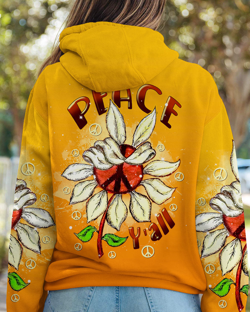 PEACE Y'ALL SUNFLOWER ALL OVER PRINT - TLNT1407234