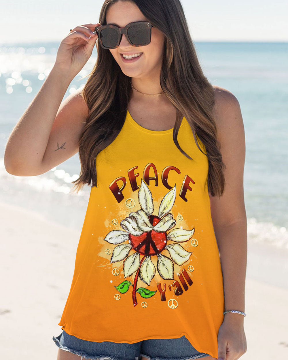 PEACE Y'ALL SUNFLOWER ALL OVER PRINT - TLNT1407234