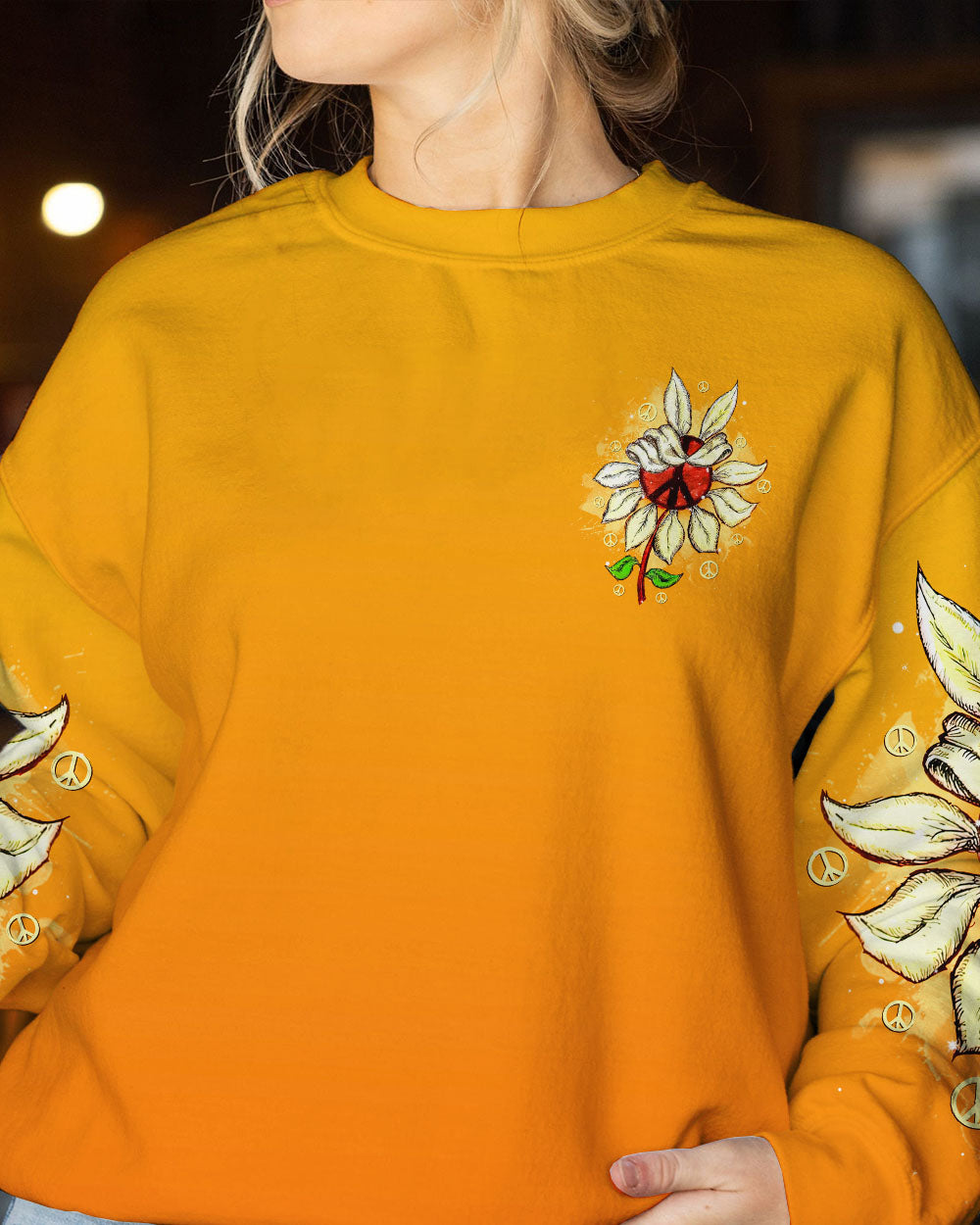 PEACE Y'ALL SUNFLOWER ALL OVER PRINT - TLNT1407234