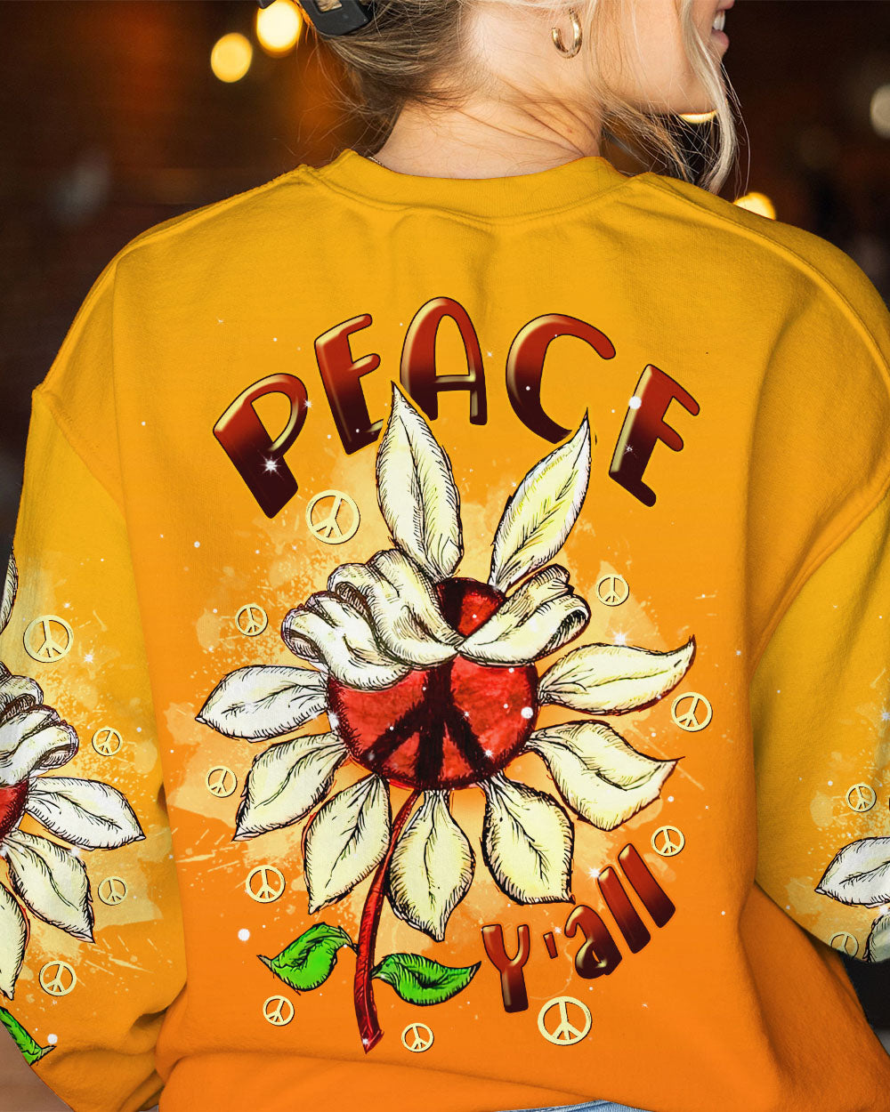PEACE Y'ALL SUNFLOWER ALL OVER PRINT - TLNT1407234