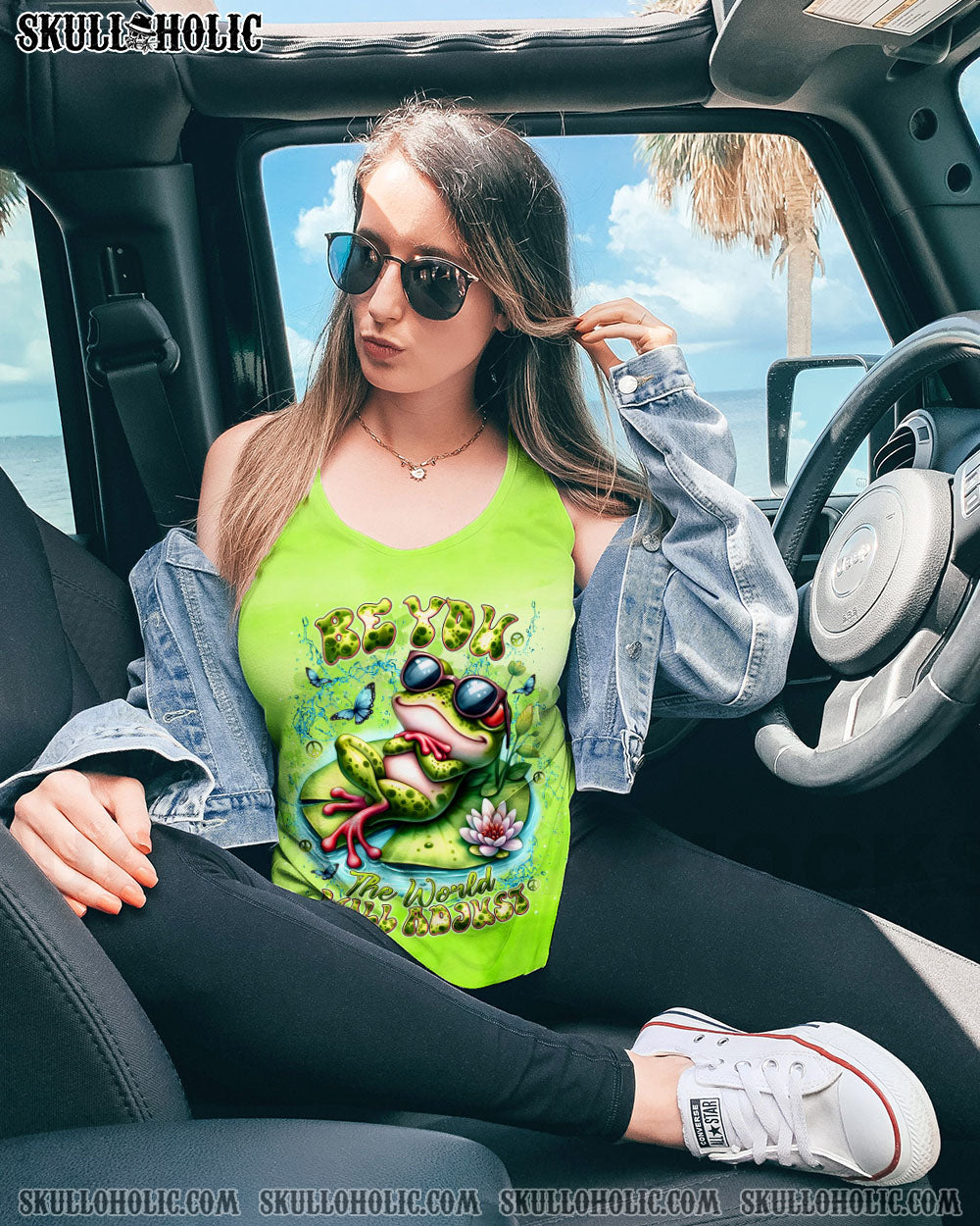 BE YOU THE WORLD WILL ADJUST FROG ALL OVER PRINT - TLNT1408243