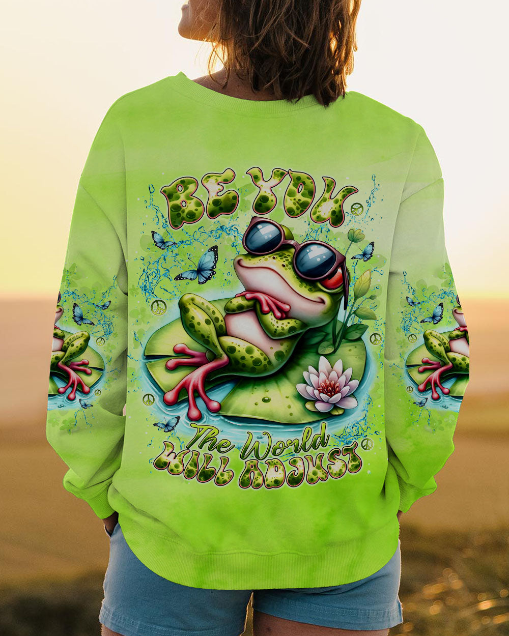 BE YOU THE WORLD WILL ADJUST FROG ALL OVER PRINT - TLNT1408243