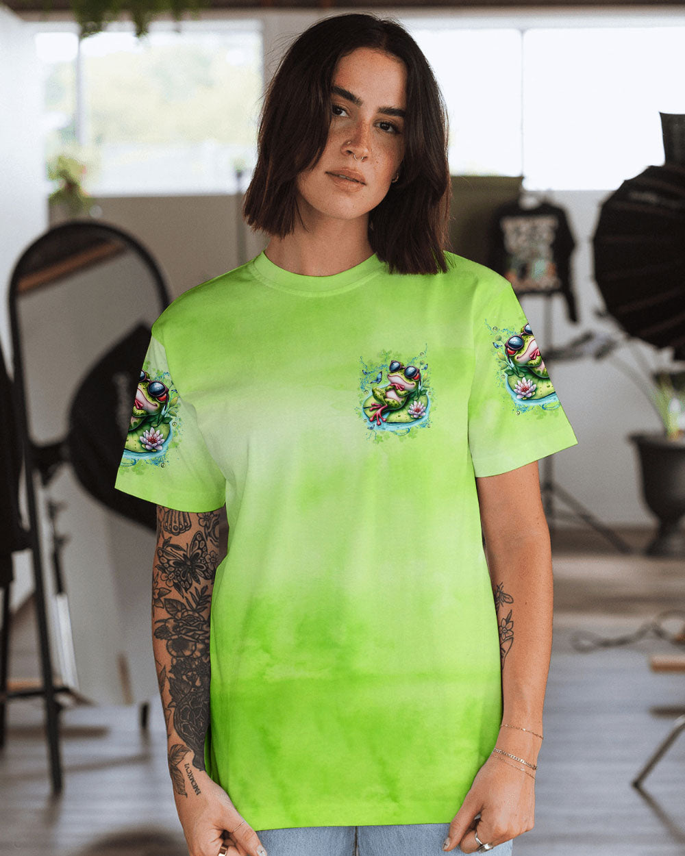 BE YOU THE WORLD WILL ADJUST FROG ALL OVER PRINT - TLNT1408243